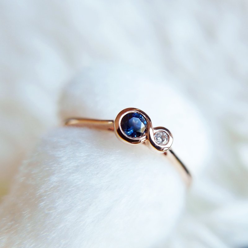 18K金天然皇家藍寶石和鑽石戒指 | 香港原創設計手工鑲嵌 | 客製 - 戒指 - 寶石 藍色