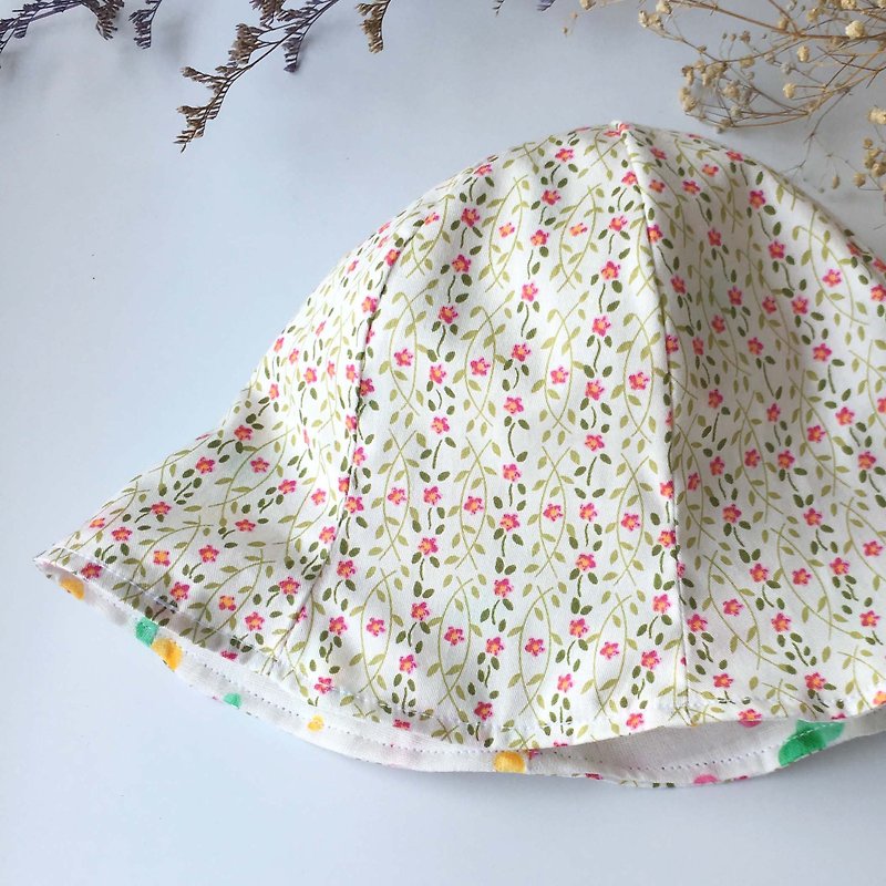 Small floral baby summer sun hat baby hat fisherman hat - Baby Hats & Headbands - Cotton & Hemp Pink