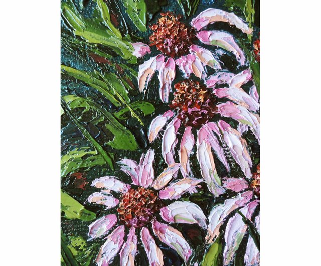 絵画　ANNA．Ｋ　蛹　自由な色 エキナセア 絵画 オリジナルアート 油彩画 花のアートワーク