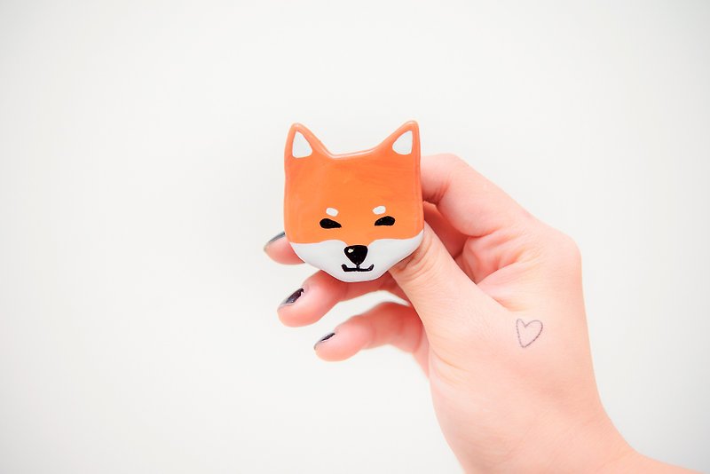 Pet Hair Baby Animal Series/Fox Dog いぬ Dog Pin/Brooch - Brooches - Clay Multicolor