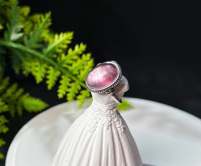 パープルリチウムマイカライブリングキャッツアイオーバルアイス