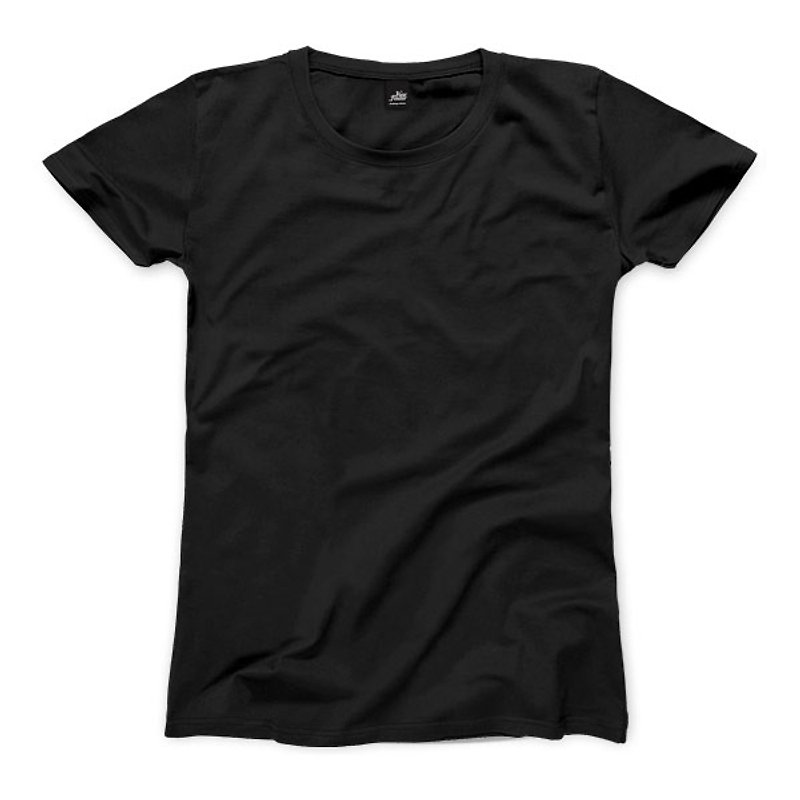 Female version of plain T-shirt - Black - เสื้อยืดผู้หญิง - ผ้าฝ้าย/ผ้าลินิน 