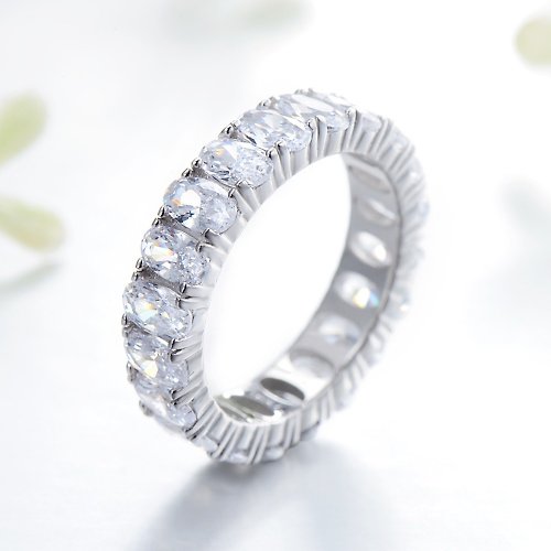 Glowy Jewelry 【手作】永恆純銀戒指 - 5A 比利時鋯石 - 925純銀