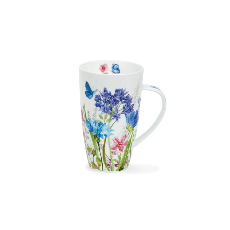 [100% Made in the UK] Dunoon Breeze Flower Shadow Bone China Mug-Blue-600ml - แก้วมัค/แก้วกาแฟ - เครื่องลายคราม สีน้ำเงิน