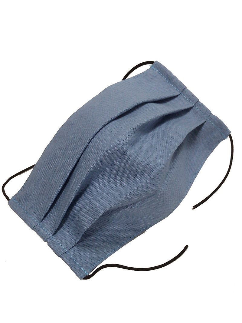 Adult mask cover / outer sky blue cotton cloth + inner black TC cloth - Face Masks - Cotton & Hemp Blue