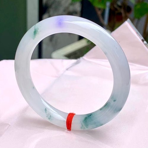 Good Morning Studio 冰種翡翠天然翡翠玉鐲 A玉手鐲 玉鈪 • 冰種飄花飄紫翡翠圓鐲