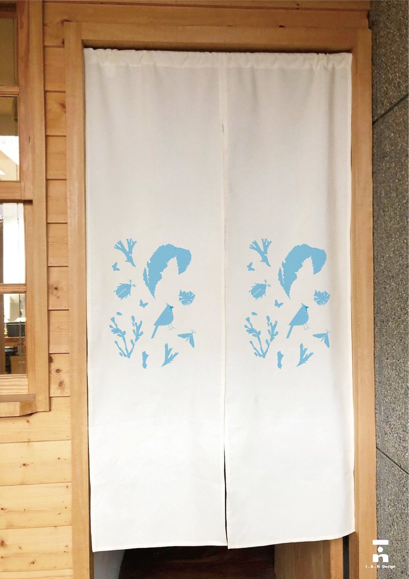 (多色款選擇) 生物線性-有機棉絹印日式中門簾 Organic Cotton - 門簾/門牌 - 棉．麻 白色