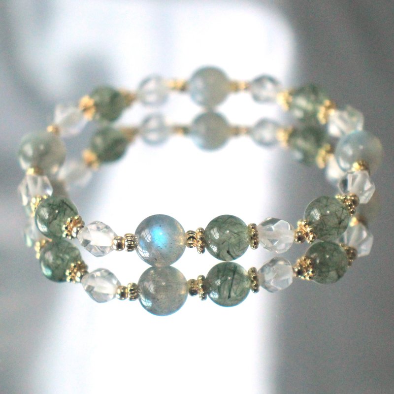 Green crystal | Labradorite | White crystal | Lucky for you | Prosperous in career and popularity | Stabilize your mood | Relax | Crystal bracelet - Bracelets - Crystal Multicolor