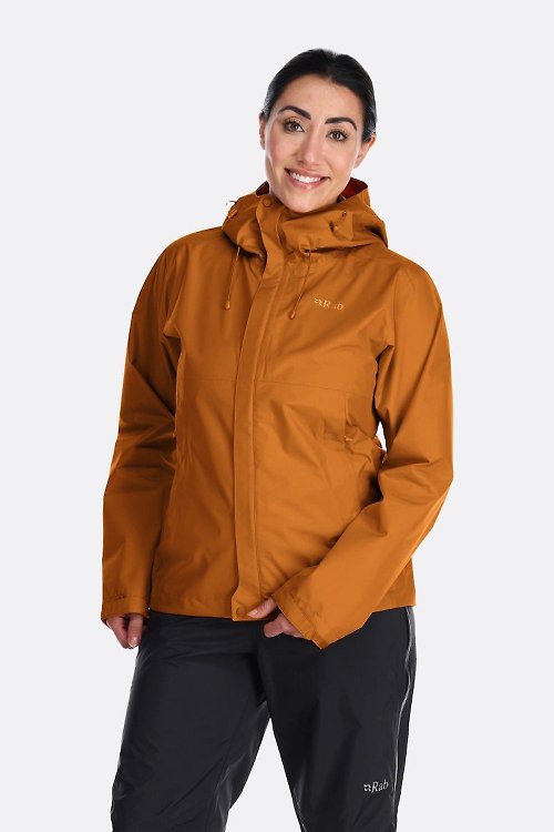 山衣丁 【Rab】Downpour Eco Jacket 輕量防風防水連帽外套 女款 橙橘