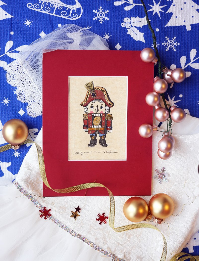 Nutcracker Etching Print, Nostalgic Art Card, Classic Christmas Gift - 海報/掛畫/掛布 - 紙 多色
