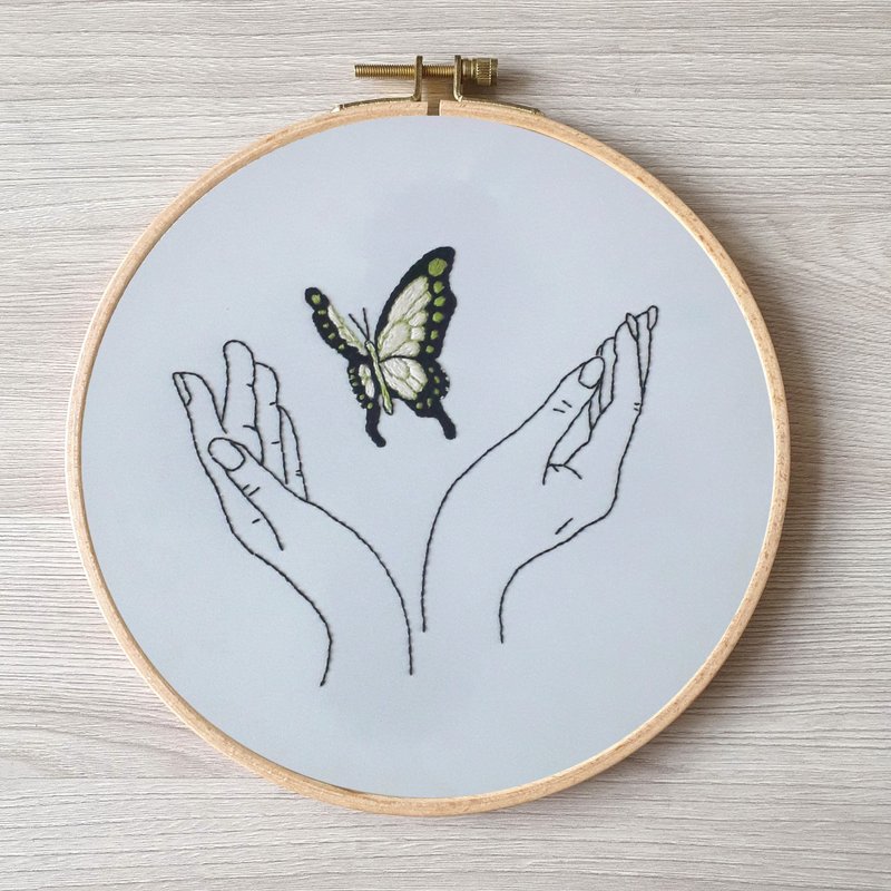 刺繡 蝴蝶 hand embroidery DIY, green butterfly pattern pdf - 其他數位設計 - 其他材質 