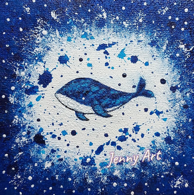 【鯨魚】系列 無框畫 壓克力畫 抽象畫 掛畫 桌上小物 療癒小物 - 海報/掛畫/掛布 - 其他材質 藍色