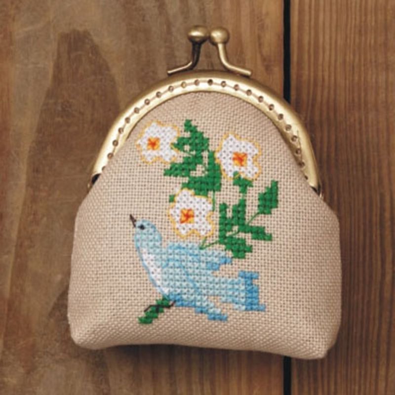 【Blue Bird of Happiness】Clasp Purse - Cross Stitch Kit | Xiu Crafts - Knitting, Embroidery, Felted Wool & Sewing - Cotton & Hemp Multicolor