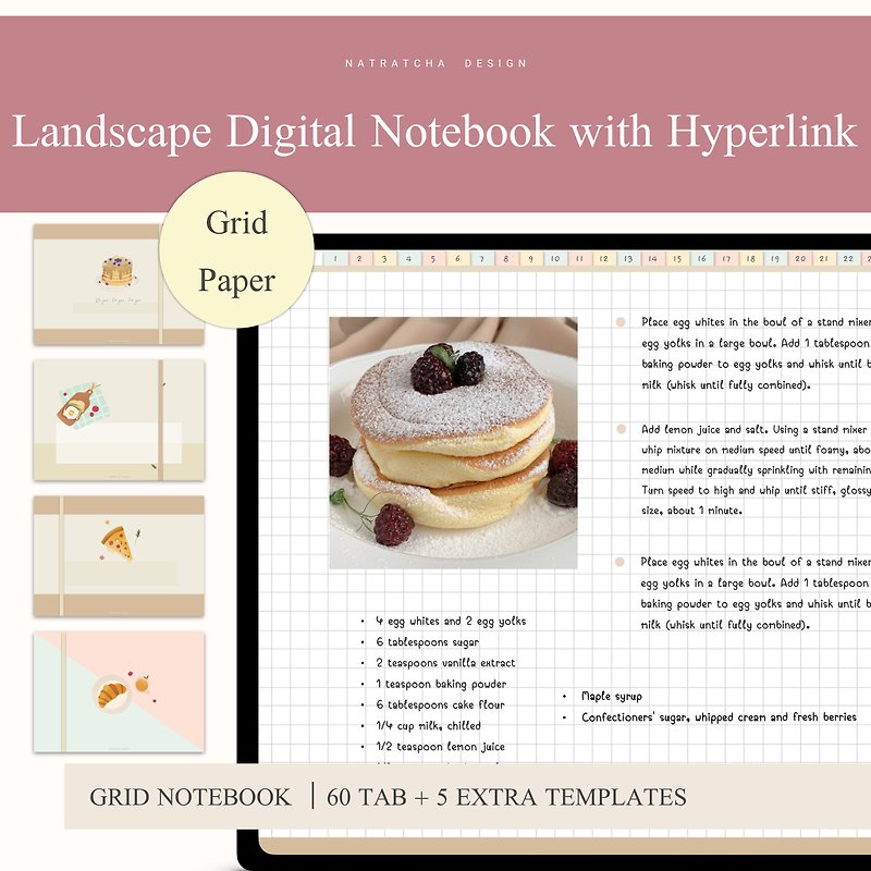 Landscape Digital Notebook (Grid Paper) for Goodnotes, Notability etc. - 電子手帳及素材 - 其他材質 