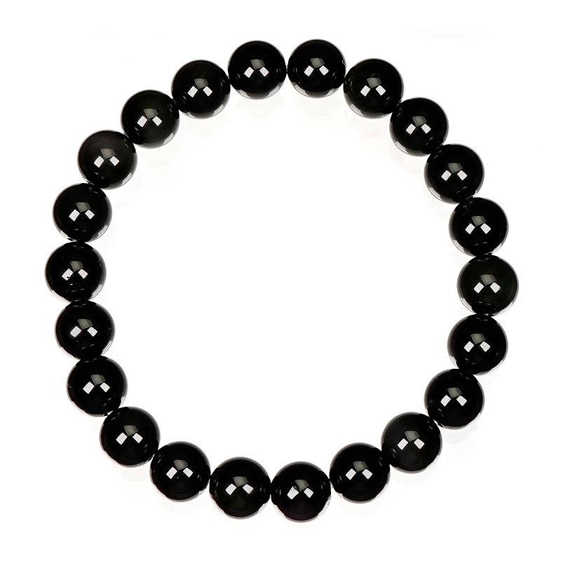 Black Obsidian Single Eye 8mm Obsidian Bracelet - Bracelets - Semi-Precious Stones Black