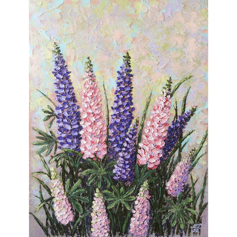 Bluebonnet Painting Floral Original Art Flowers Oil Painting Floral Wall Art - Posters - Other Metals Multicolor