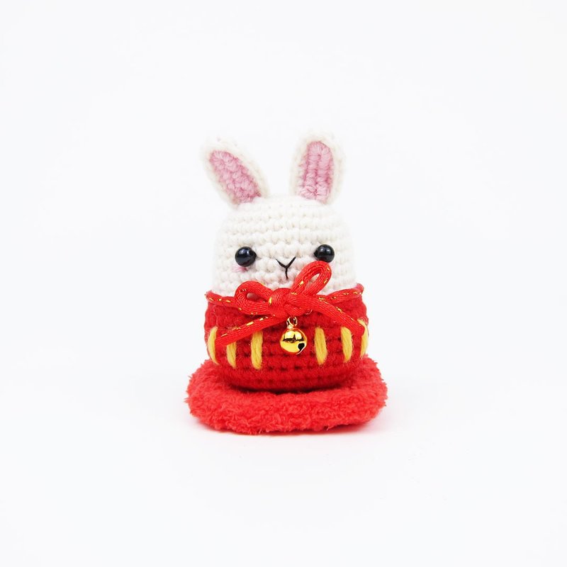 【God of Fortune】Lucky Rabbit Key Ring Ornament - ที่ห้อยกุญแจ - ไฟเบอร์อื่นๆ สีแดง