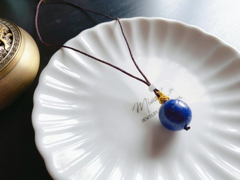 翡翠 護身藥師珠 青金石 手作吊墜 水晶 項鍊 禮物 長輩禮 - 吊飾 - 水晶 藍色