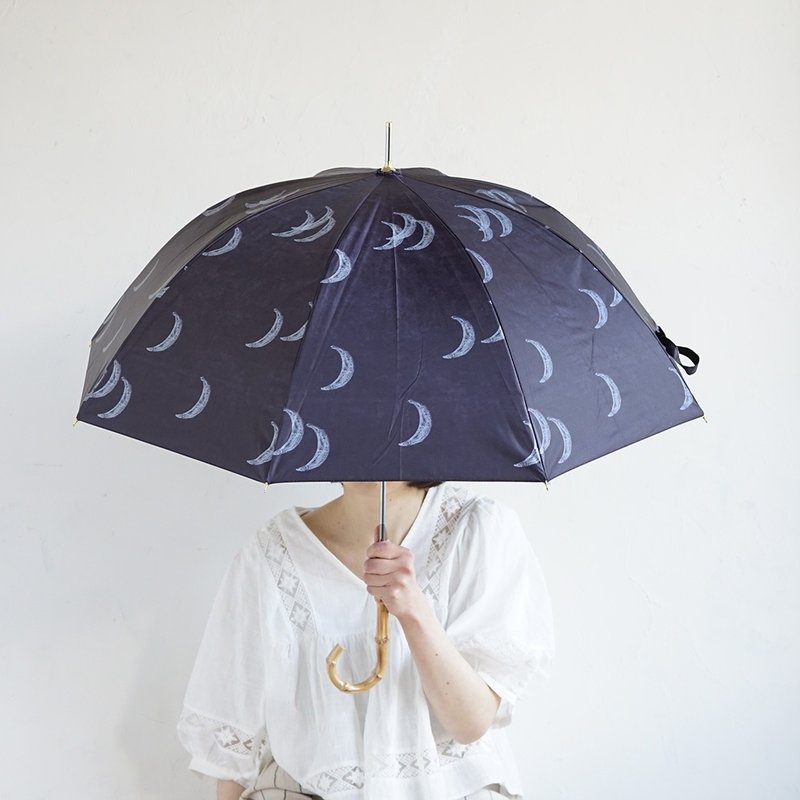 竹把 UV防護手開式長傘 moon 紫外線99.9%防護 晴雨兩用 日傘 - 雨傘/雨衣 - 防水材質 黑色