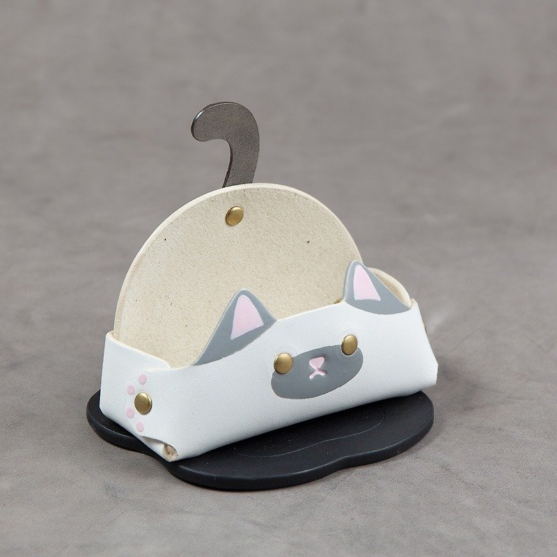 Business card holder mobile phone holder (wide - Siamese cat) - แฟ้ม - กระดาษ ขาว
