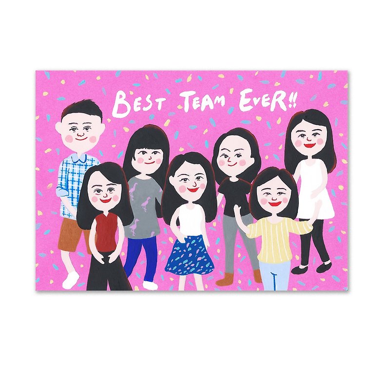 Customized gifts for 8 people who look like painted portraitsBirthday/Valentine's Day/Friends/Christmas/Father's Day/Family Portrait - Customized Portraits - Paper Pink