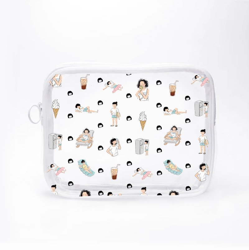 Miss Ng Yuk Summer Pattern PVC Transparent Pouch - กระเป๋าเครื่องสำอาง - พลาสติก สีใส