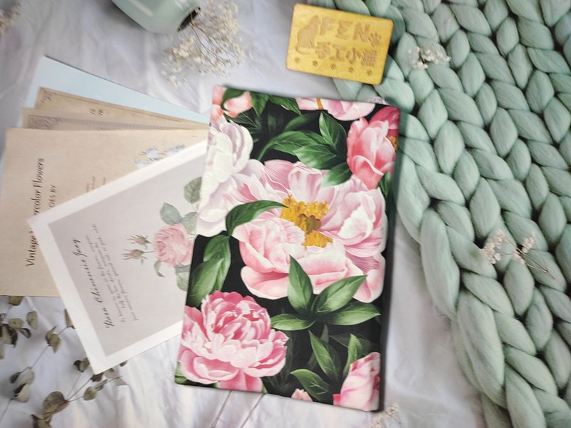 Flower series-Korean cotton gorgeous peony book cover-cloth book cover can be used for A5/25K manuals-ready stock - Book Covers - Cotton & Hemp 