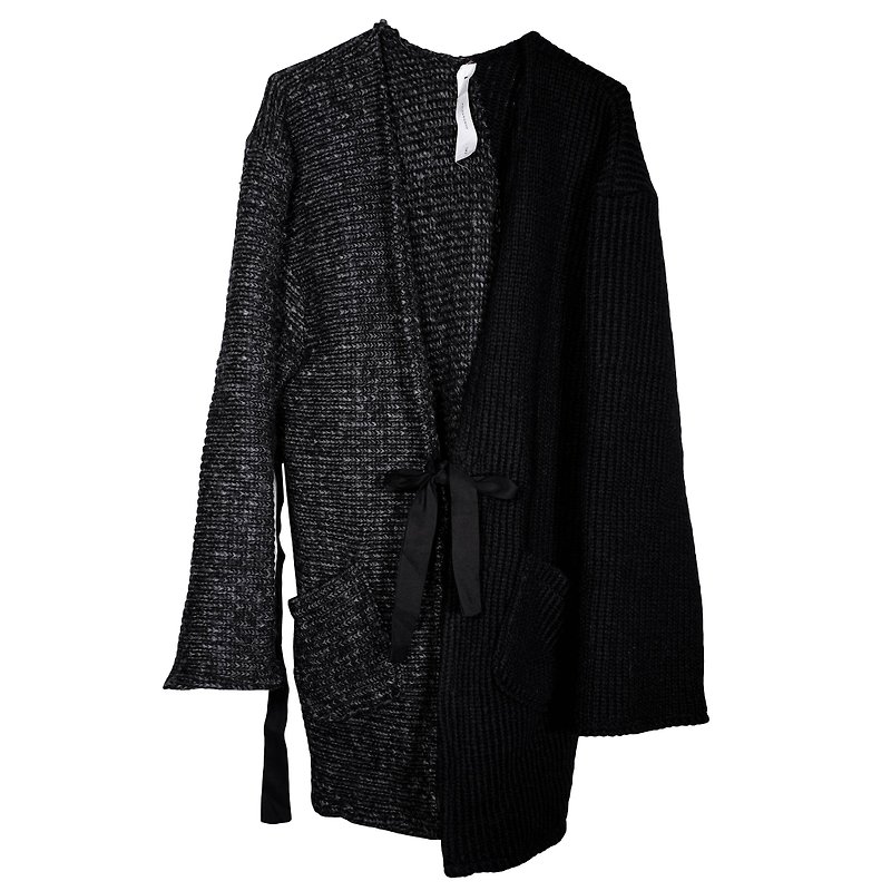 フェザー織りステッチ - ニット・セーター メンズ - ウール ブラック