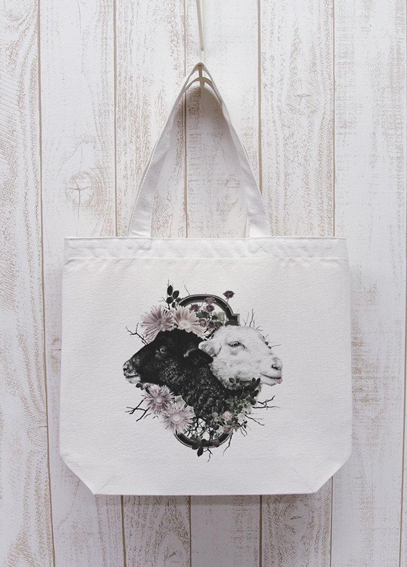 ronronSHEEP Flower Frame Outing Tote Natural / R034-BT-NA - Other - Cotton & Hemp White