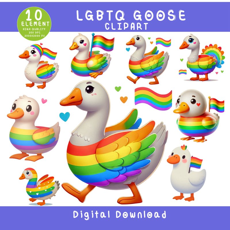 Cute LGBTQ Goose Clip Art - 電子似顏繪/繪畫/插畫 - 其他材質 