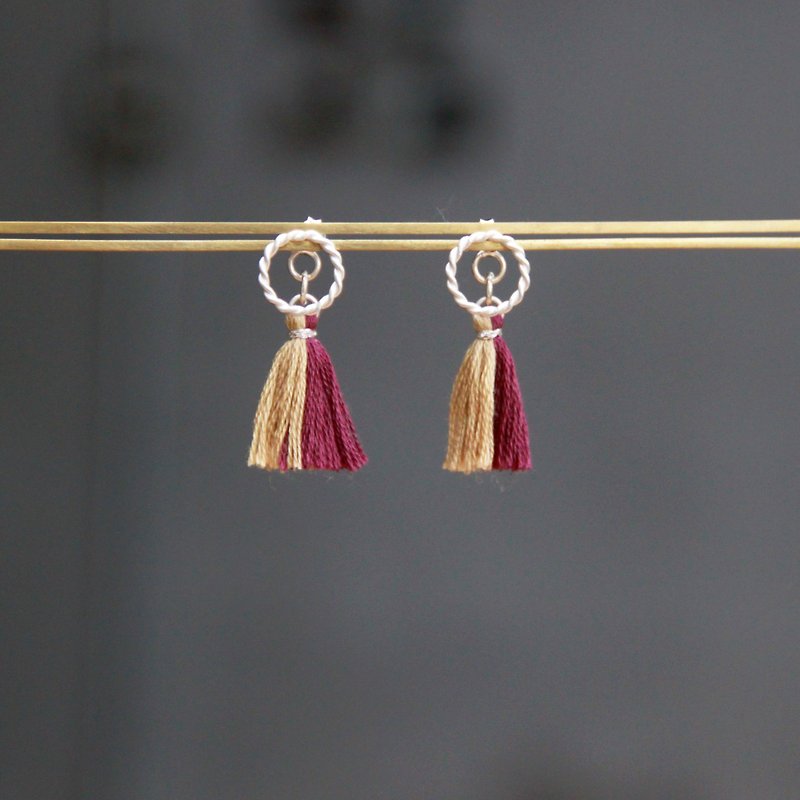 Gaze Design ▪ Planetary Tassels Series ▪ Pluto ▪ Handmade 925 sterling silver earrings | tiny tassels earrings | accessories - Earrings & Clip-ons - Other Metals Purple