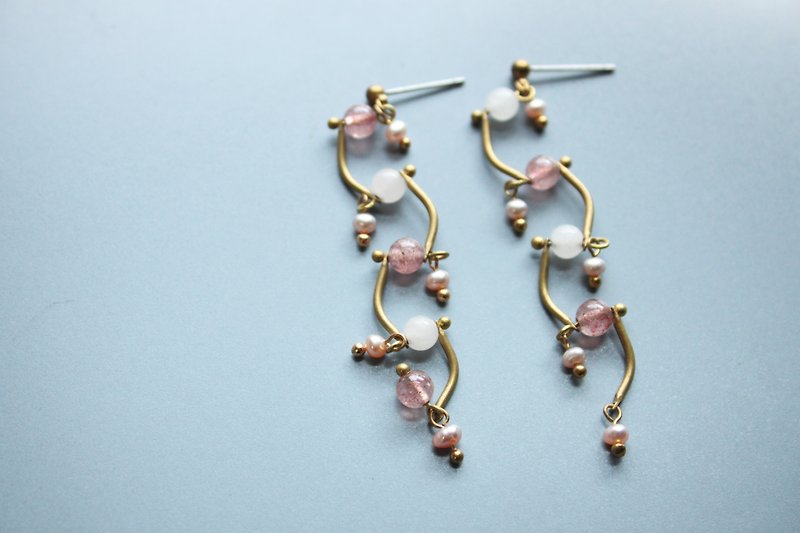 Drop Sunset - earrings pierced earrings clip-on earrings - Earrings & Clip-ons - Copper & Brass Pink