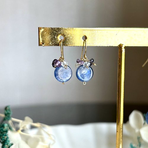 17select -Hina Jewelry- 雨天の迷你耳環 14KGF 藍晶石 紫水晶 / 耳夾