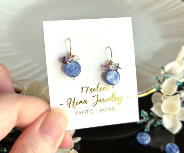 雨の日のミニピアス 14kgf カイヤナイト / イヤリング - ショップ