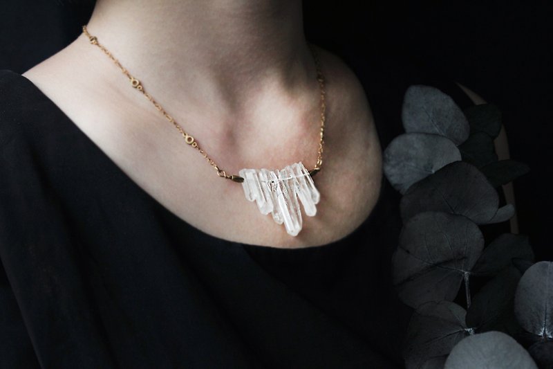 Net | Crystal White Crystal Ore Necklace - สร้อยคอ - คริสตัล สีใส