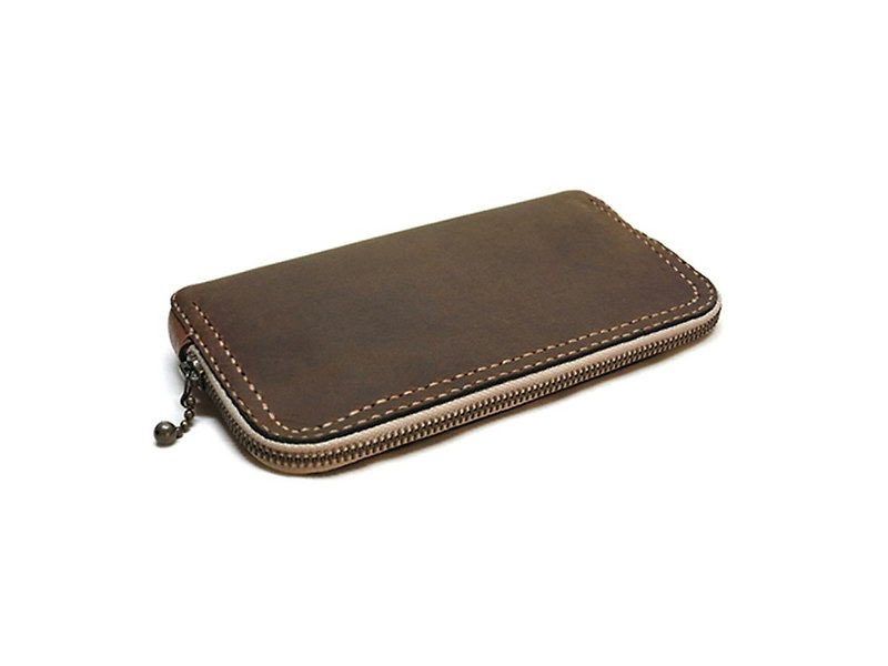 Hena hand long clip full leather - Wallets - Genuine Leather Brown
