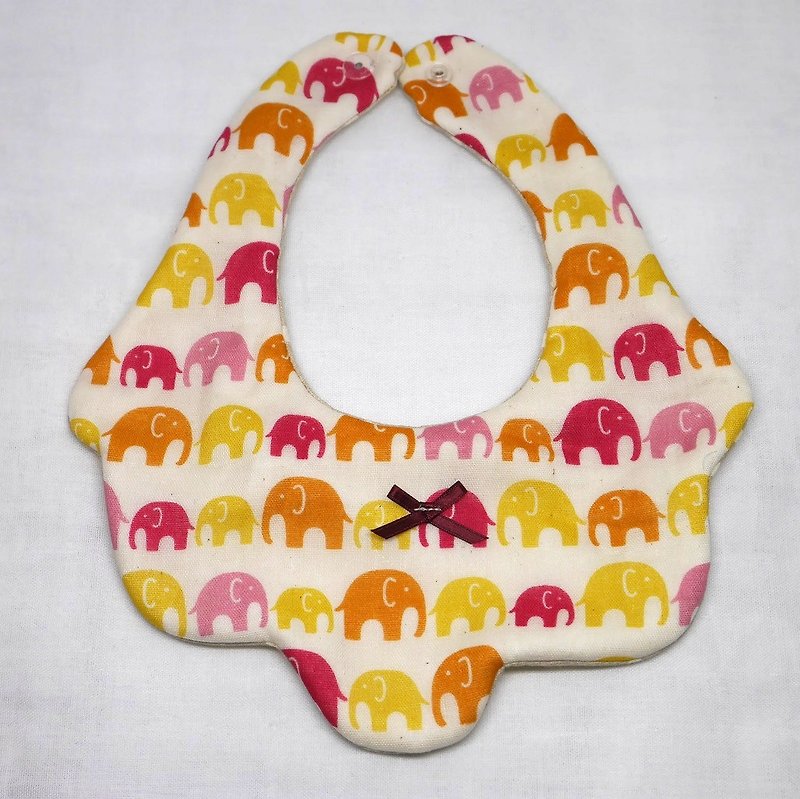 Japanese Handmade 8-layer-gauze Baby Bib/ elephant - ผ้ากันเปื้อน - ผ้าฝ้าย/ผ้าลินิน สีส้ม