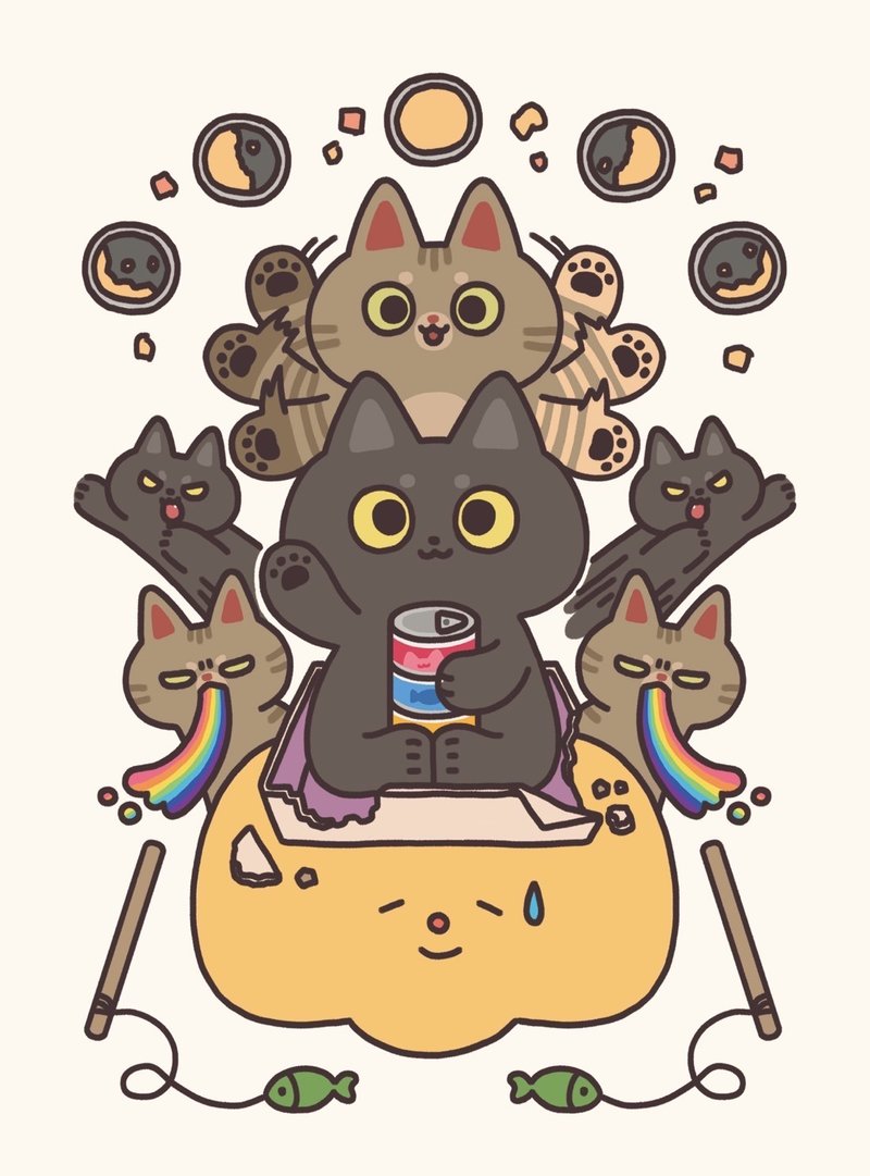 Cat Illustration Postcard Reveals Key Visual Style - Cards & Postcards - Paper Multicolor