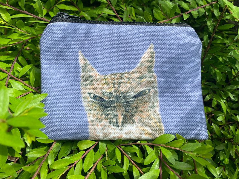 Collared Owl Bird Square Coin Purse - Coin Purses - Cotton & Hemp Purple