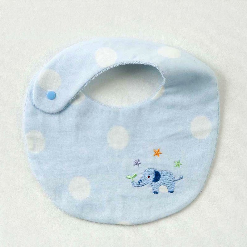 [Japanese fairy の forest] baby elephant embroidered cotton bib / newborn gauze saliva towel - Bibs - Cotton & Hemp 