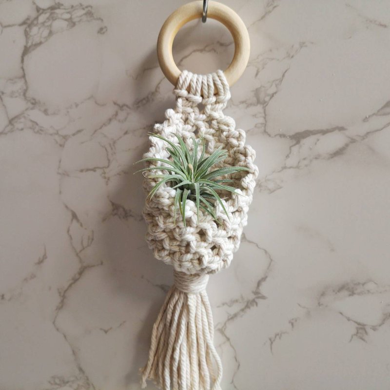 Wooden ring plant hanger【 Macrame plant hanger】 - Plants - Cotton & Hemp 