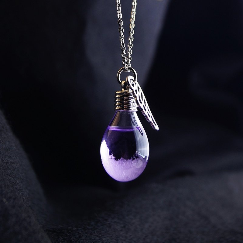 Weather Bottle Necklaces Two Custom Colors Stainless Steel Thin Chain Necklaces Customized Gifts - Necklaces - Glass Purple