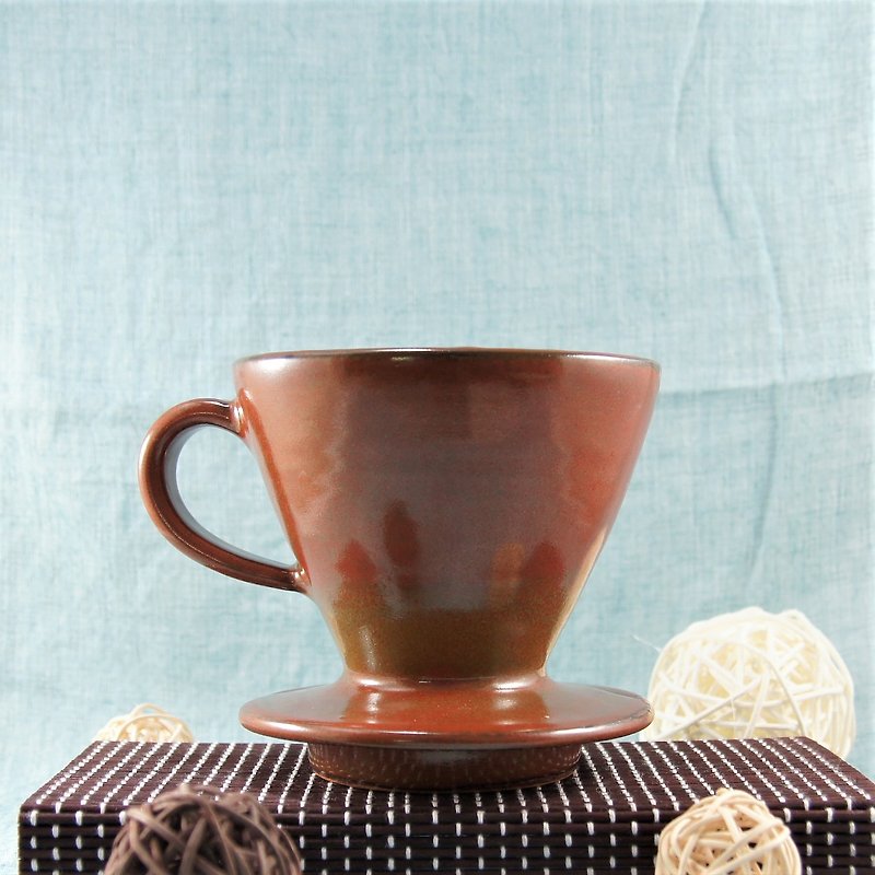 Iron red cone filter cup - Mugs - Pottery Red