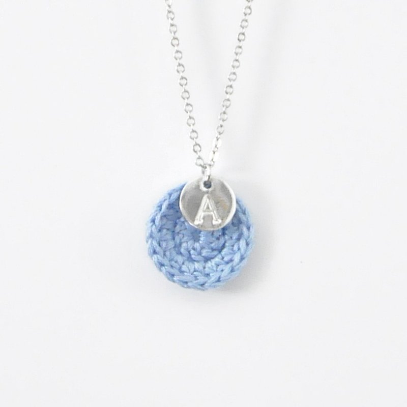 [Customized] Your exclusive*Happiness ring*Necklace small circle English alphabet rainbow series - Necklaces - Thread Blue