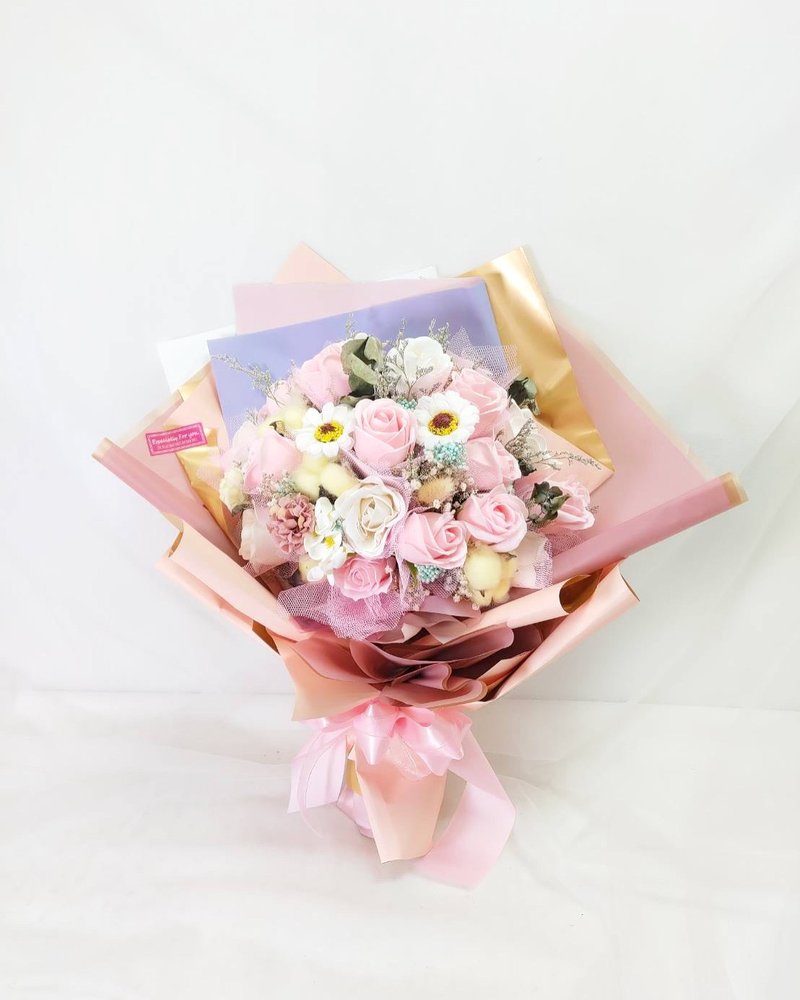 Exquisite Handmade Soap Flower Dried Flower Bouquet Customized Gift Dianhua Coupon Valentine's Day Bouquet - ช่อดอกไม้แห้ง - พืช/ดอกไม้ 