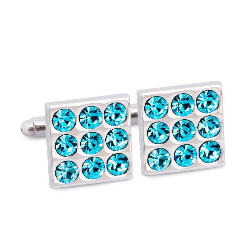 Turquoise round crystals cufflinks - 袖扣 - 其他材質 多色