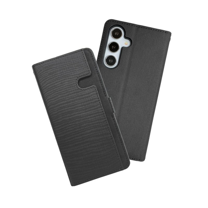 CASE SHOP Samsung S24+ 前收納側掀皮套-黑 - 手機殼/手機套 - 人造皮革 黑色
