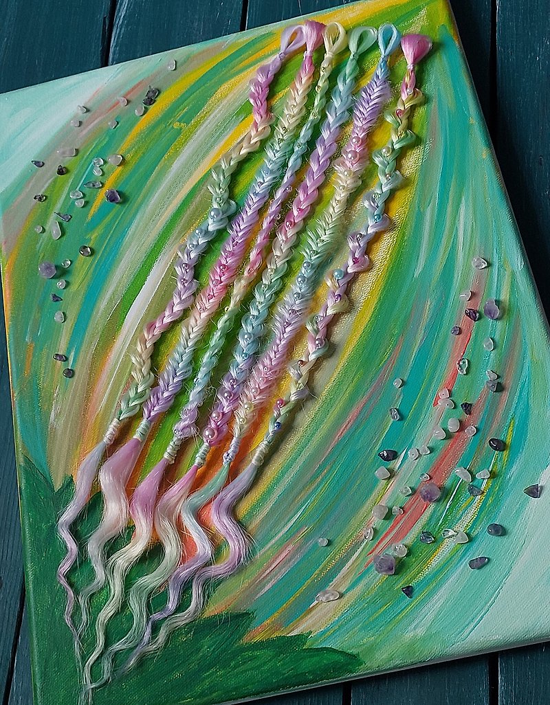 Unicorn pastel 6SE braids Synthetic rainbow braids Holographic Kawaii braids - Hair Accessories - Plastic Multicolor
