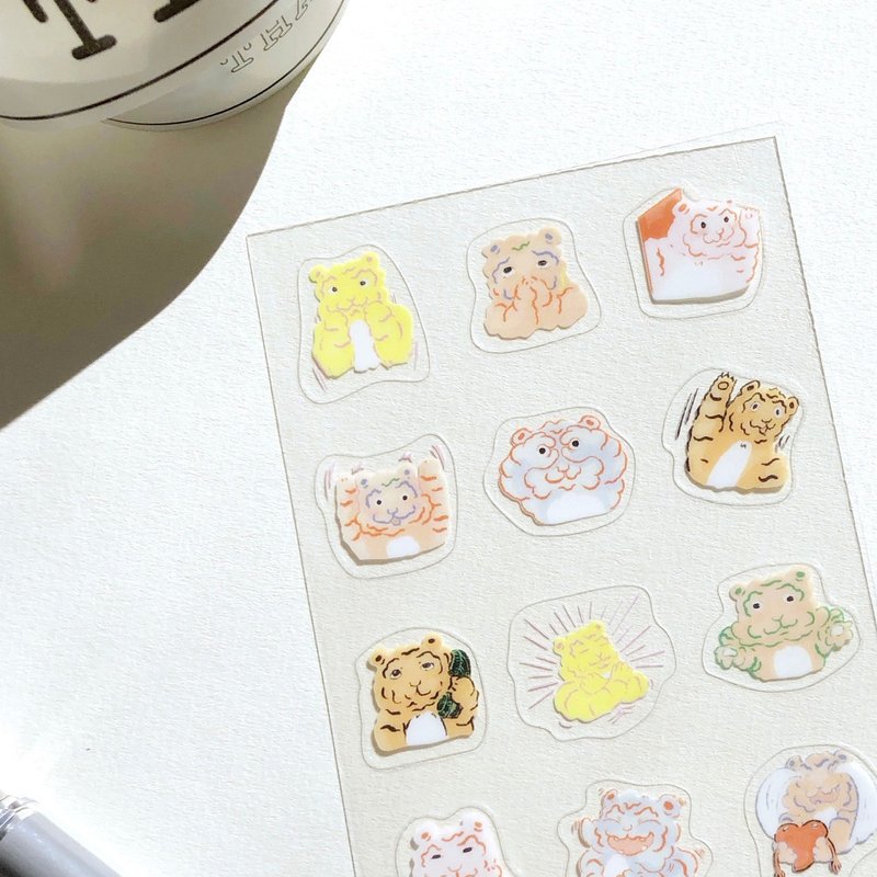 家虎的情緒01 | 迷你透明貼紙 - 貼紙 - 塑膠 多色