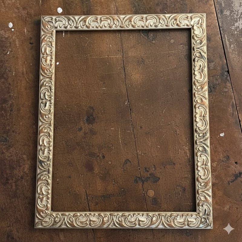 *50839-絕美義大利老畫框 含玻璃34x29cm - 壁貼/牆壁裝飾 - 木頭 